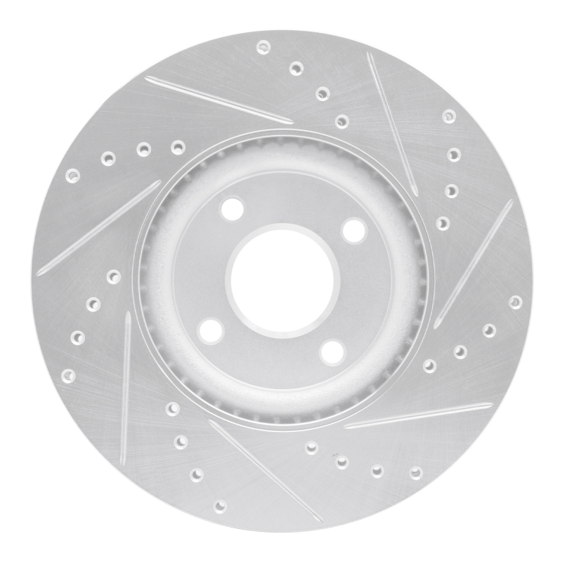Ford Ecosport Brake Rotor (1) - Front Left - R1 Concepts - Drilled & Slotted - Silver - `18-`22